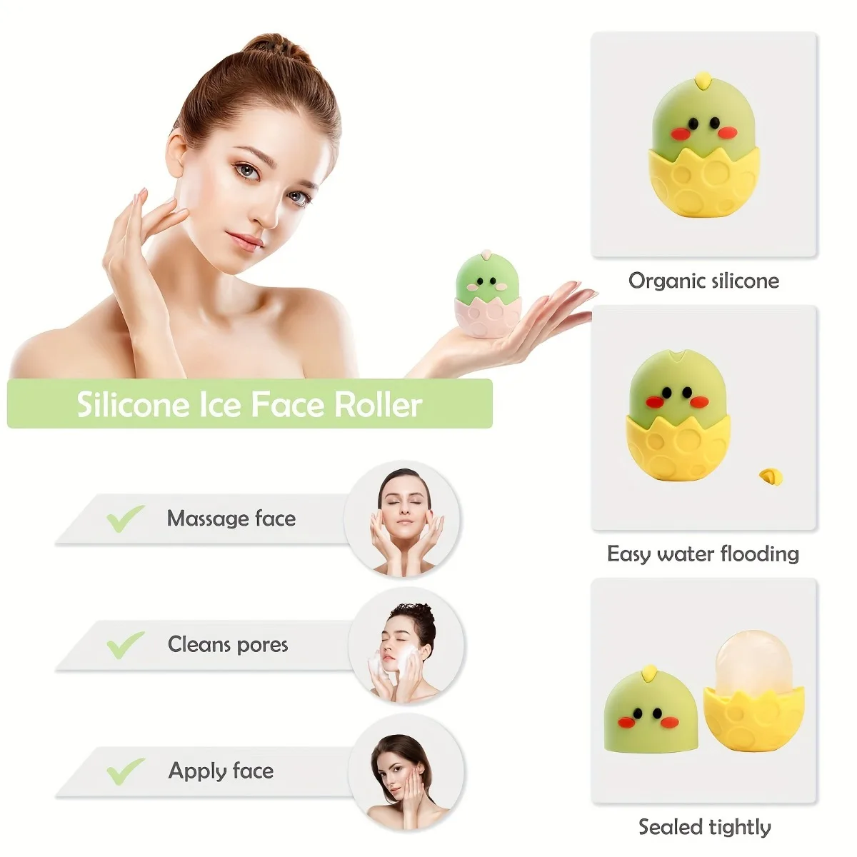 Facial Massager Face Ice Roller Silicone Ice Face Roller for Puffiness Relief Skin Tone and Tightening Perfect Gift for Women