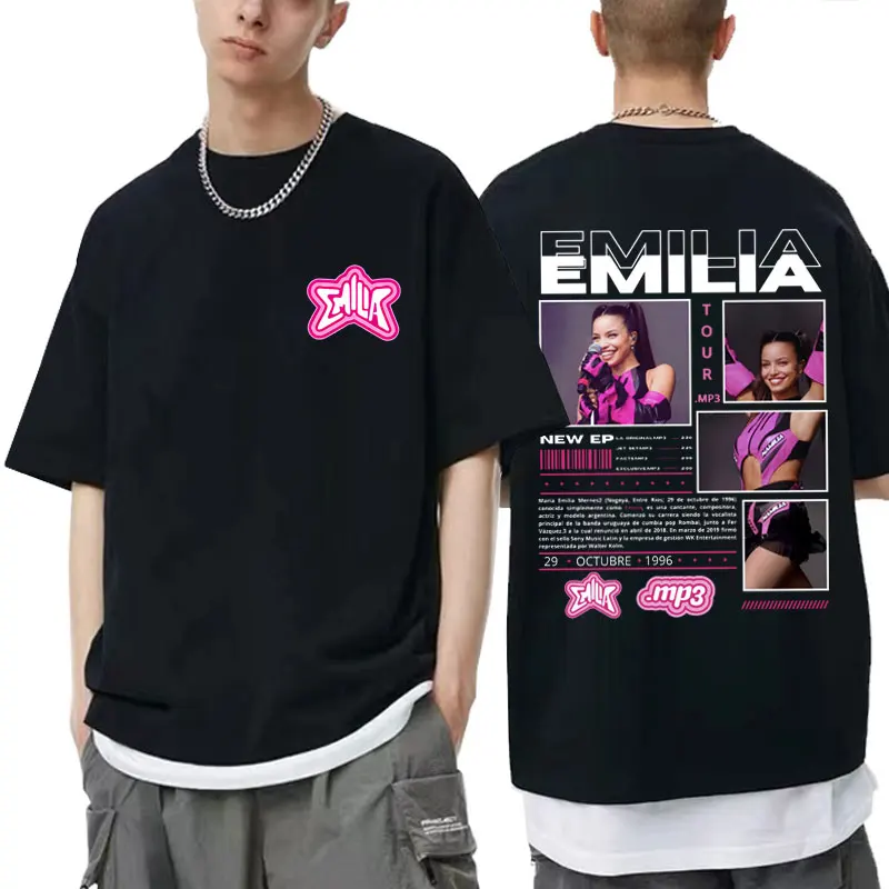 

Limited Emilia Mernes MP3 Tour T Shirts Men Women Fashion Trend Oversized T-shirt Unisex Cotton Harajuku Short Sleeve Streetwear