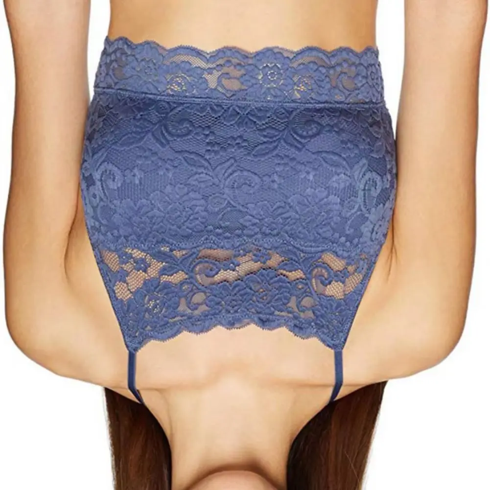 Embroidery Flower Lace Tube Top Halter Backless Bandeau Bra Breathable Perspective Thin Women Sexy Underwear