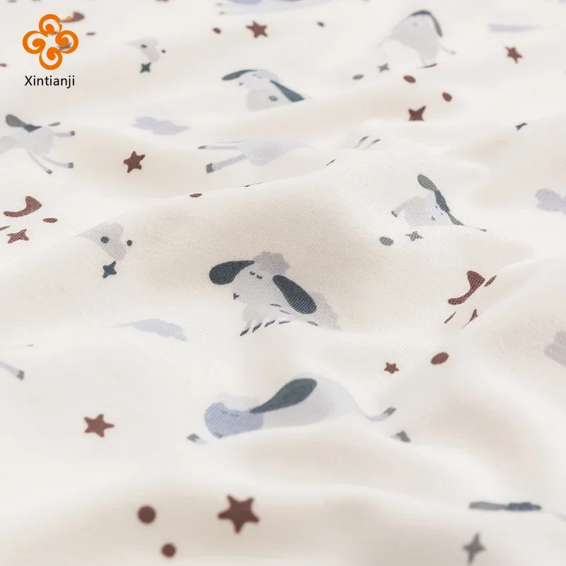 180cm Wide Soft Kids Cotton Jersey Fabric Knit Cloth for Sewing Children Pants and Jumpsuits DIY Half Meters Cartoon Printed