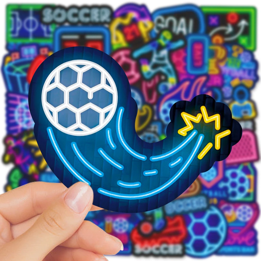 10/30/50pcs Cute Neon Style Football Stickers Soccer Game Cartoon Decals DIY Phone Laptop Luggage Skateboard Bike Graffiti Toys