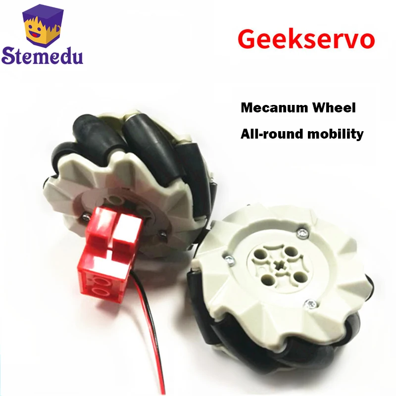 4 sztuk Geekservo Mecanum koła + Geek serwo kompatybilny z blokami RC części do zabawek inteligentne akcesoria samochodowe uniwersalne koła