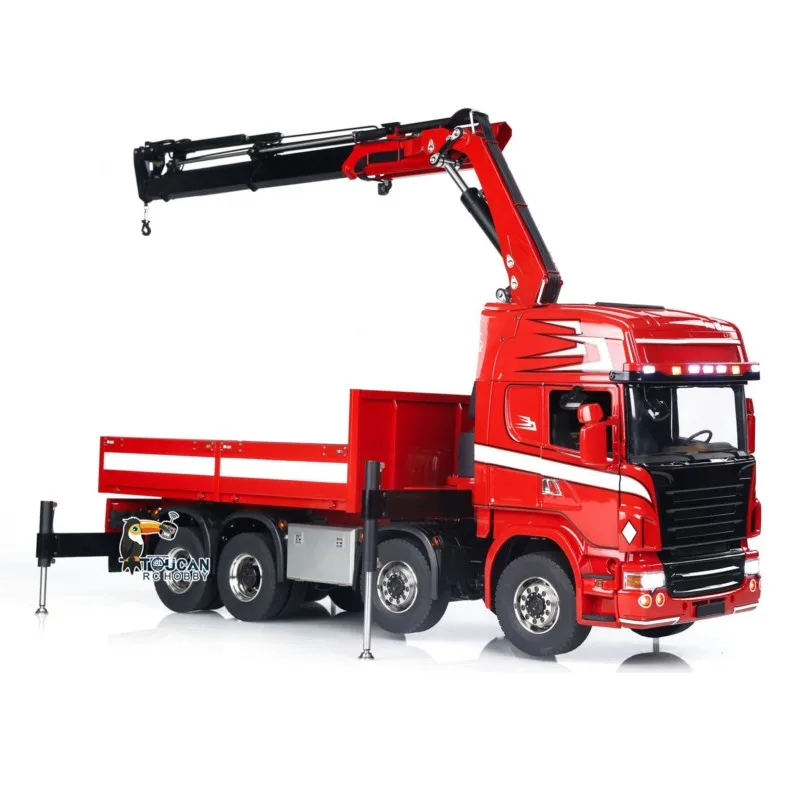 8x8 1/14 Scale R620 RC Truck Hydraulic Metal Crane Car PL18EV Radio Control 3-speed Tractor Truck Bucket Differential Lock Light