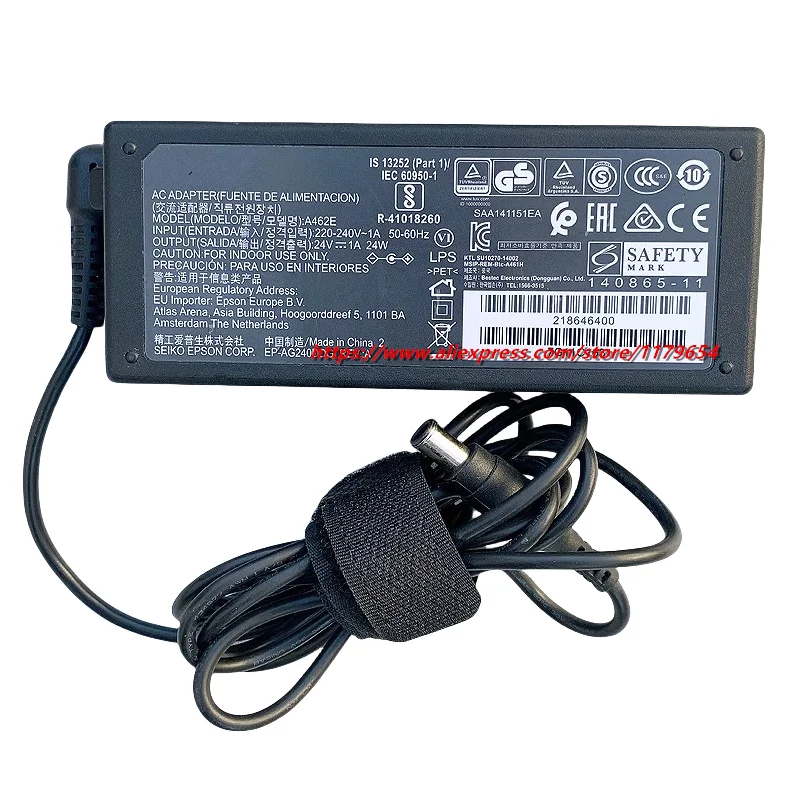 Original AC Adapter WF-100 B581A WF-110 A462E A461H 24V 1A 24W Charger for Epson WorkForce DS-560 Scanner Power Supply