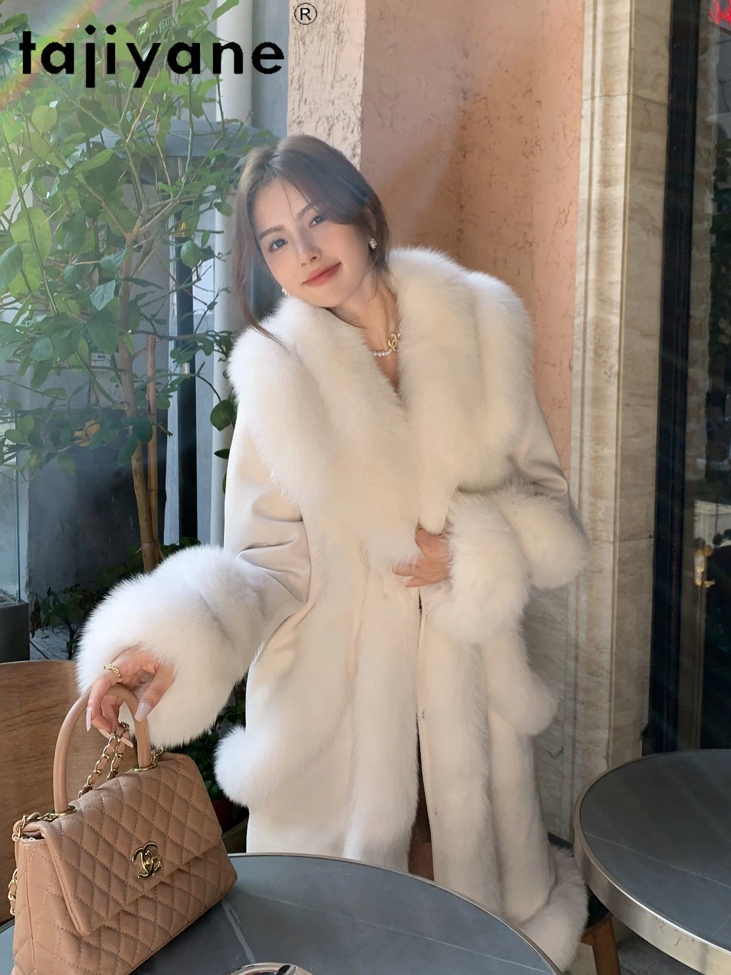 

TAJIYANE White Goose Down Jacket Woman Fox Fur Collar Coat Women Clothing Puffer Jackets 2025 Winter Outerwears шуба женская