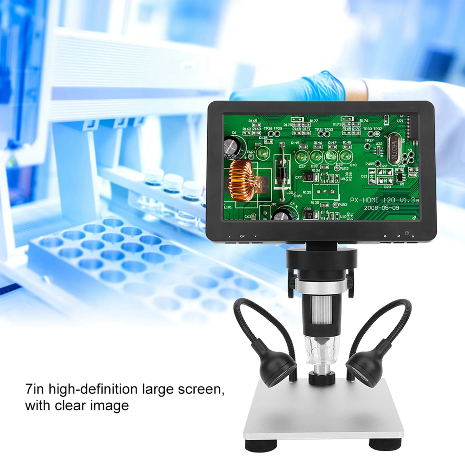 Microscopio digitale elettrico industriale da 12 MP ad alta definizione 7 pollici 1200x Riparazione di telefoni cellulari Microscopio elettrico