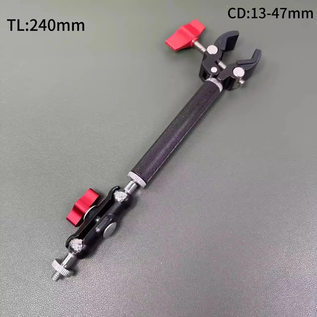 Universal Metal Crab Clamp with Aluminum Rod Pea Adjustment for Circular Tube Mobile Phone Holder Suitable for Riding Projects