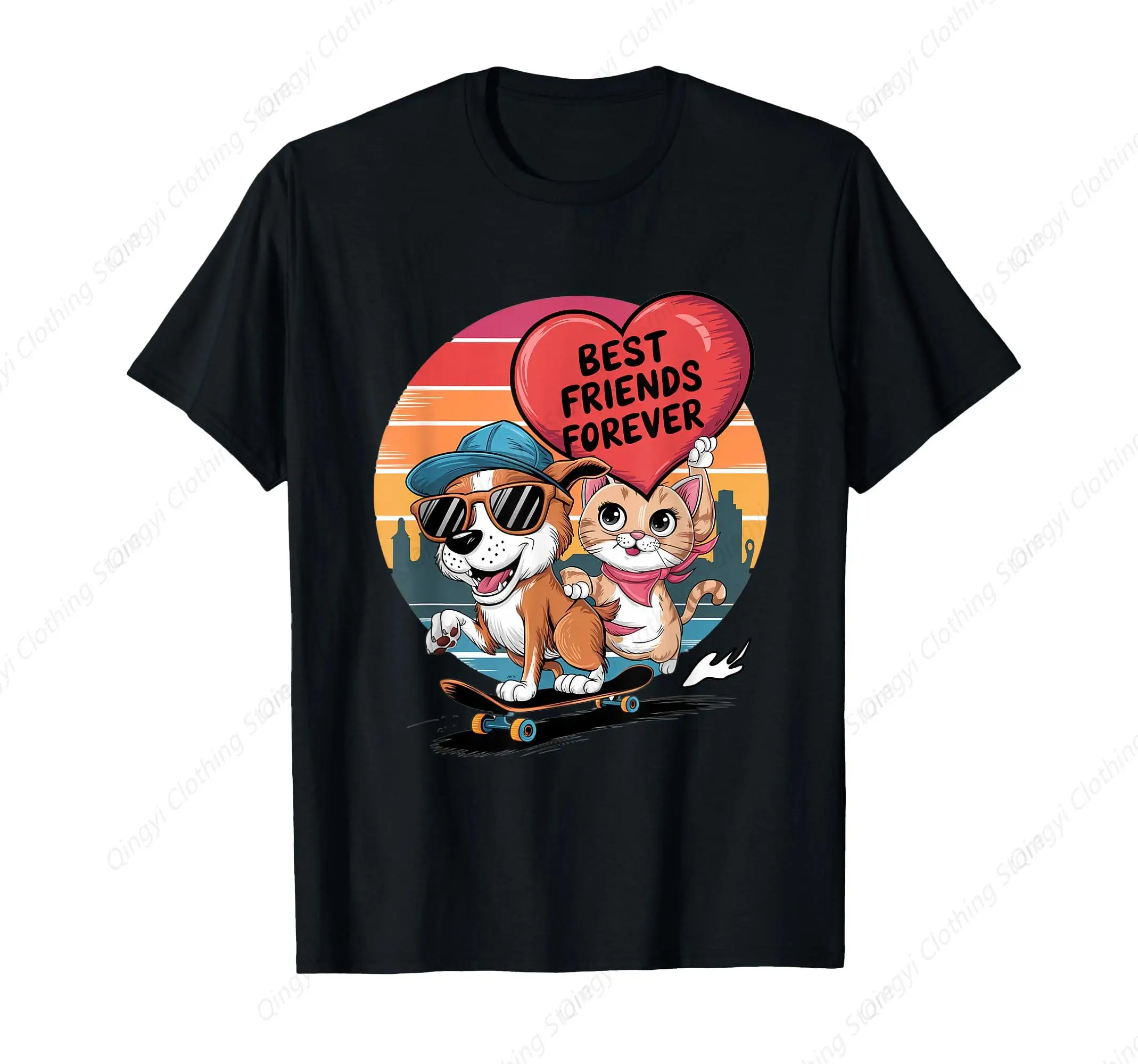 

Paws And Relax Cartoon Cat Dog Coffee Couch Scene Funny T-Shirt