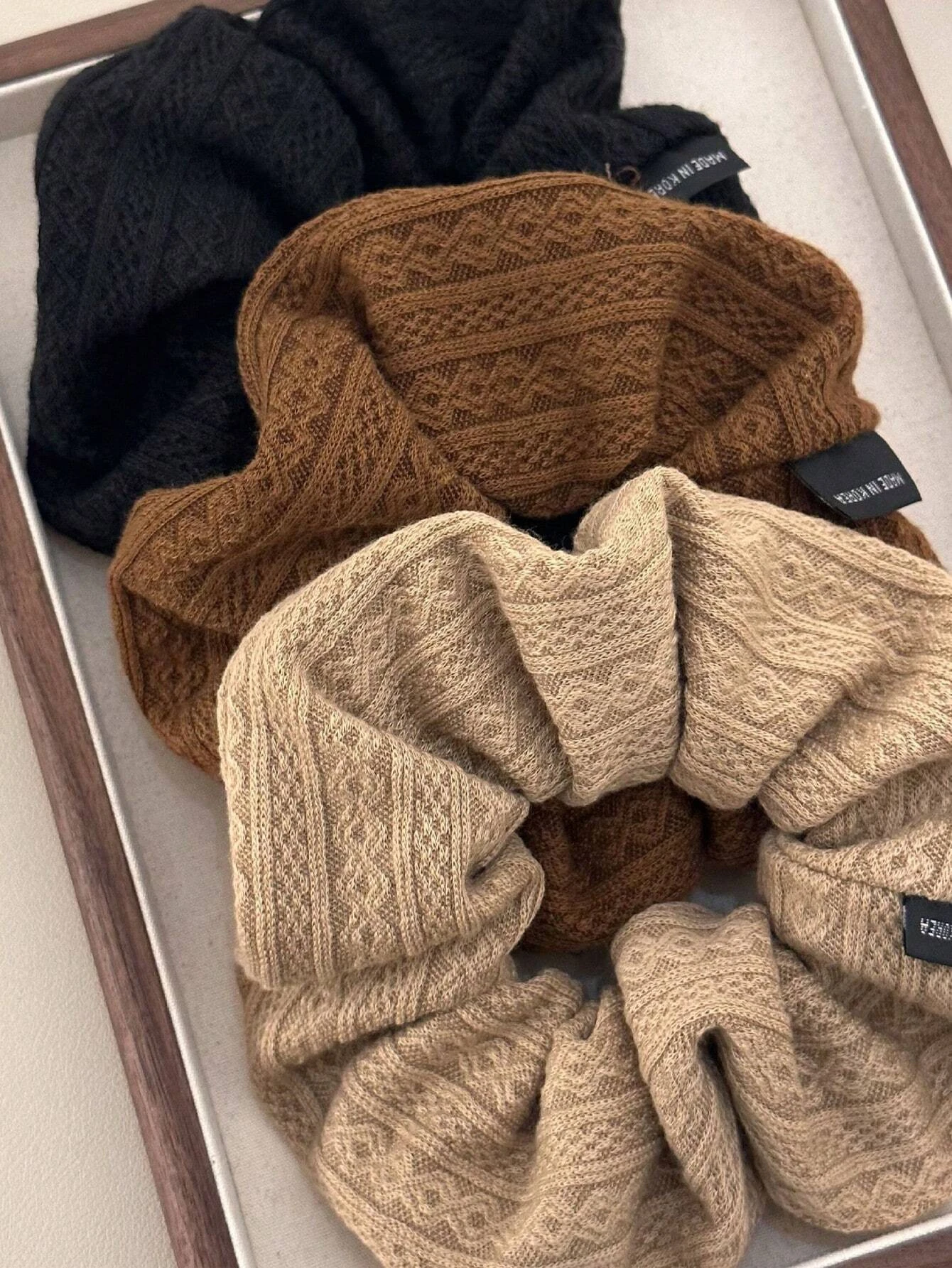 

1/3 шт. Корейские элегантные однотонные ретро-резинки для волос с шерстяным узором, из полиэфирного волокна, винтажные аксессуары для волос, резинка для волос