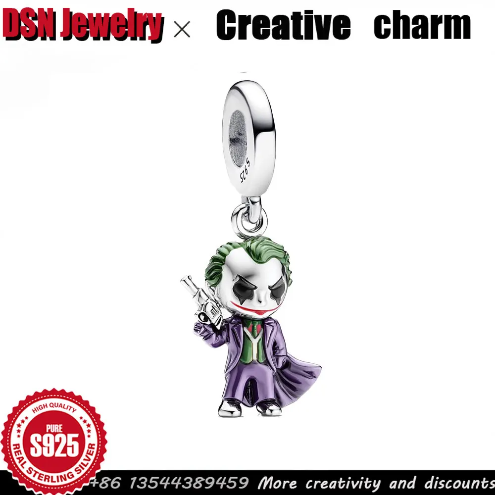 

Настраиваемый кулон из стерлингового серебра 925 пробы, Очарование Диснея, фильм Джокер, оригинальные гравированные бусины «сделай сам», ювелирные аксессуары