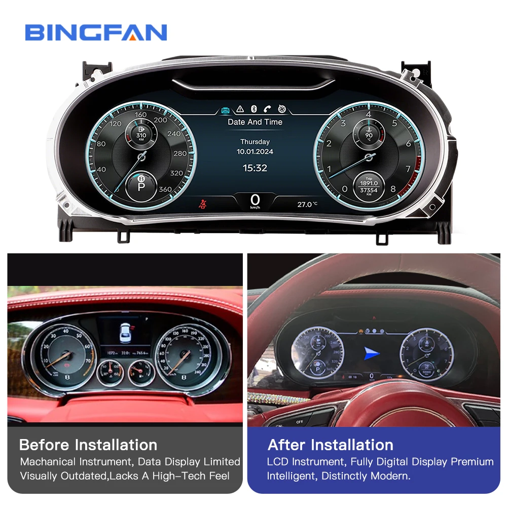 For Bentley Flying Spur Continental GT 2012-2017 Speed Meter LCD Cluster Instrument Panel Multimedia Player Dashboard
