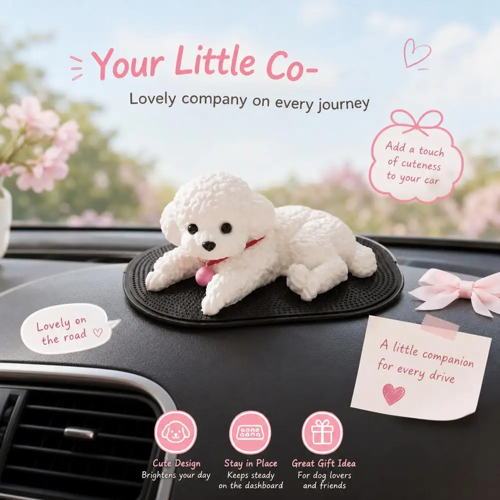 Silikon-Teddyhund-Figur als Auto-Ornament, Dekoration für Armaturenbrett und Mittelkonsole, Simuliertes Haustier für Zuhause, Schreibtisch-Geschenk – Detail 7
