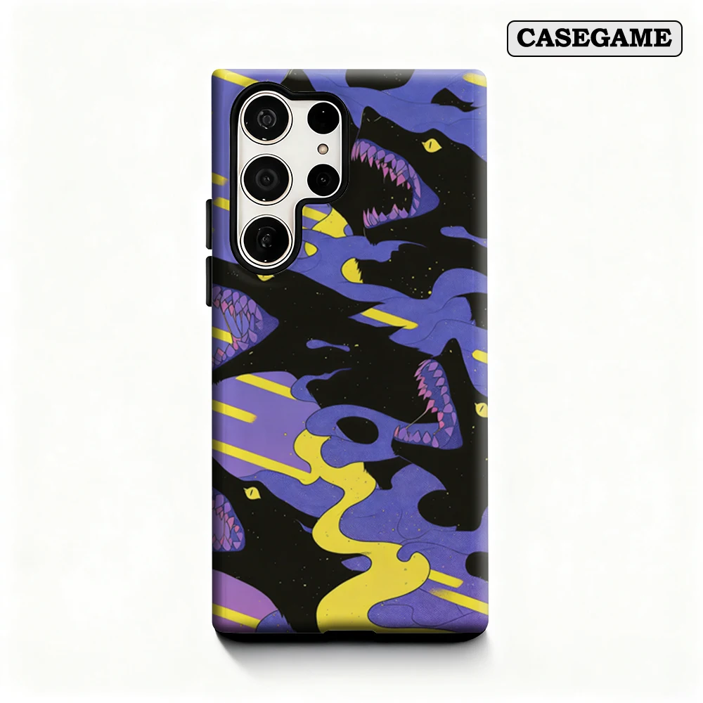 Casegame Phone Case for Samsung Galaxy S25 S26 Ultra S24 S23 Ultra Plus Shockproof Double Layer Angry Wolf Print Cover