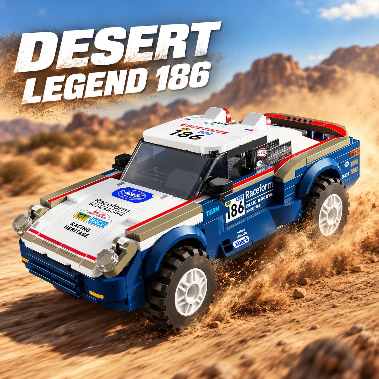 392PCS Desert Rally Car Building Blocks Off Road Racing Vehicle Model Bricks Collectible Desktop Display Puzzle Toy Holiday Gift