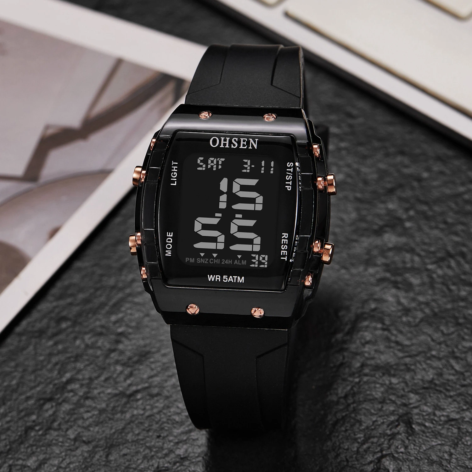 

Digital Watches for Women Luxury Blac Ladies Sport Watch reloj mujer Rectangel Dial Electronic Watch Alarm Clocks