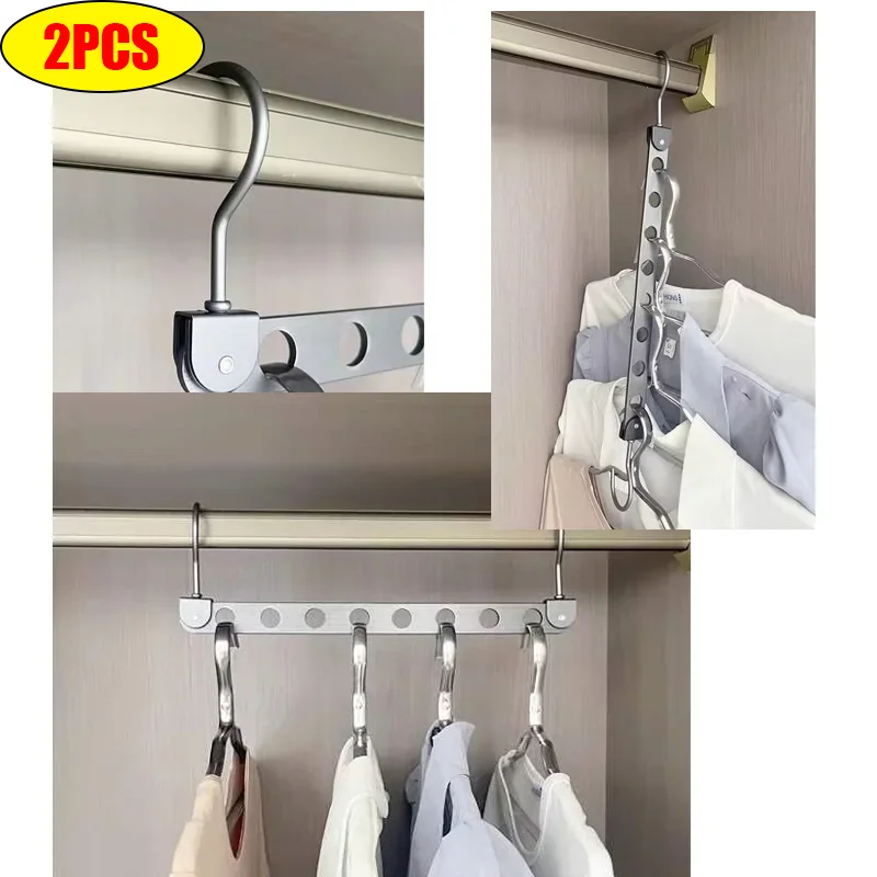 6/8 Holes Storage Rack for Clothes Hanger Aluminum Alloy Rotatable Hanging Hooks Hangers Organizer Rack Space Saver Hanging Hook