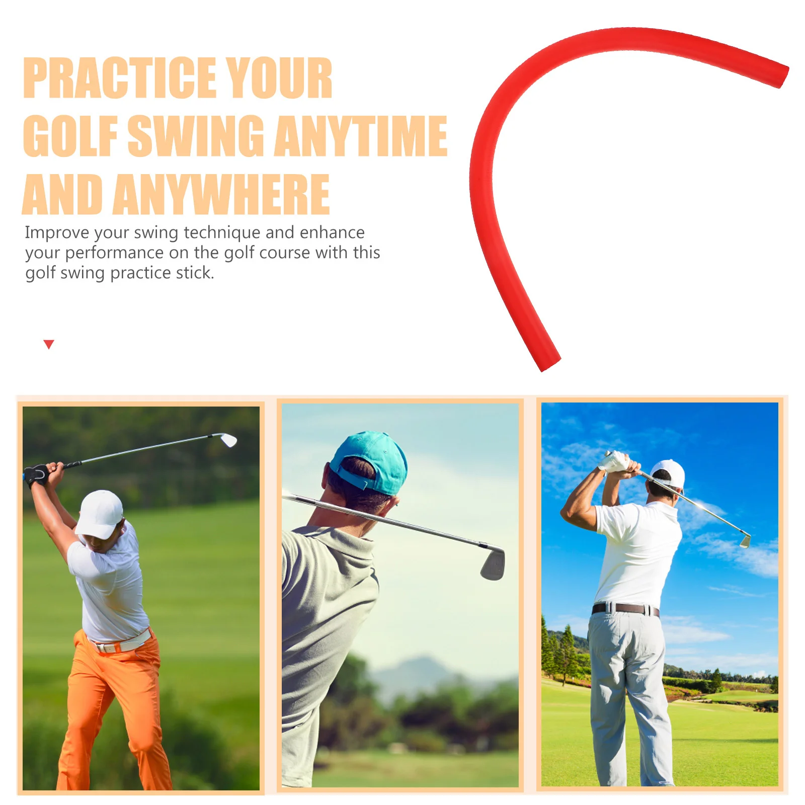 Golf Swing Practice Stick Red Flexible Training Rod Lightweight Portable For Indoor Outdoor Use Golf Trainer Aid Soft