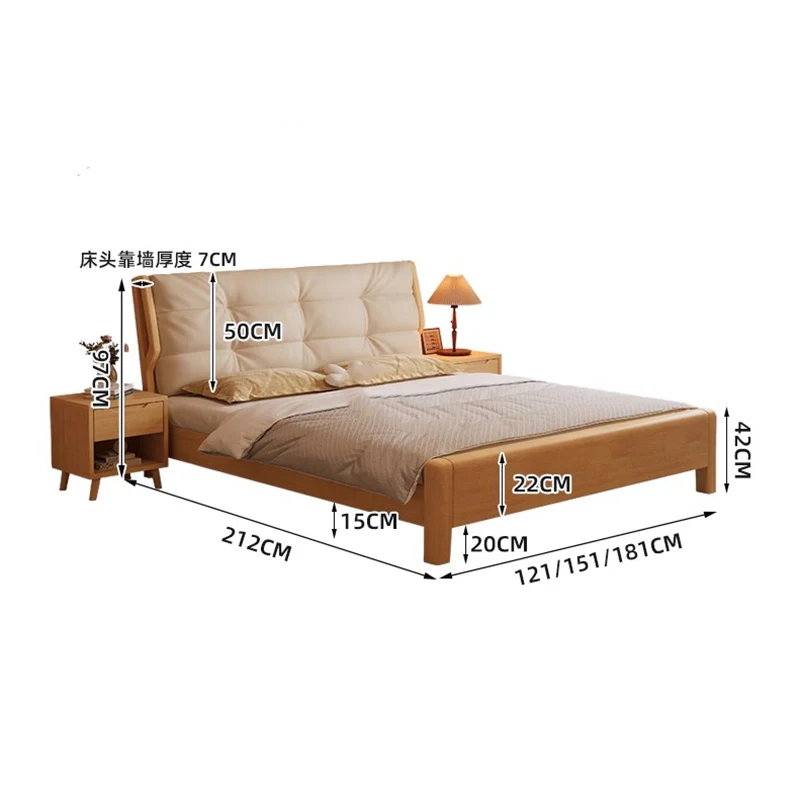 Mortise Tenon Structure Bed Nordic Style Luxury Modern Double Bed Minimalist Design Letto Matrimoniale Bedroom Furniture