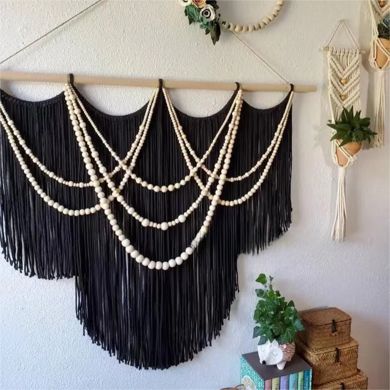 

Nordic Handwoven Tapestry High-End Design Sample Room Photo Background Wall Decoration Cotton Geometric Pattern Customized