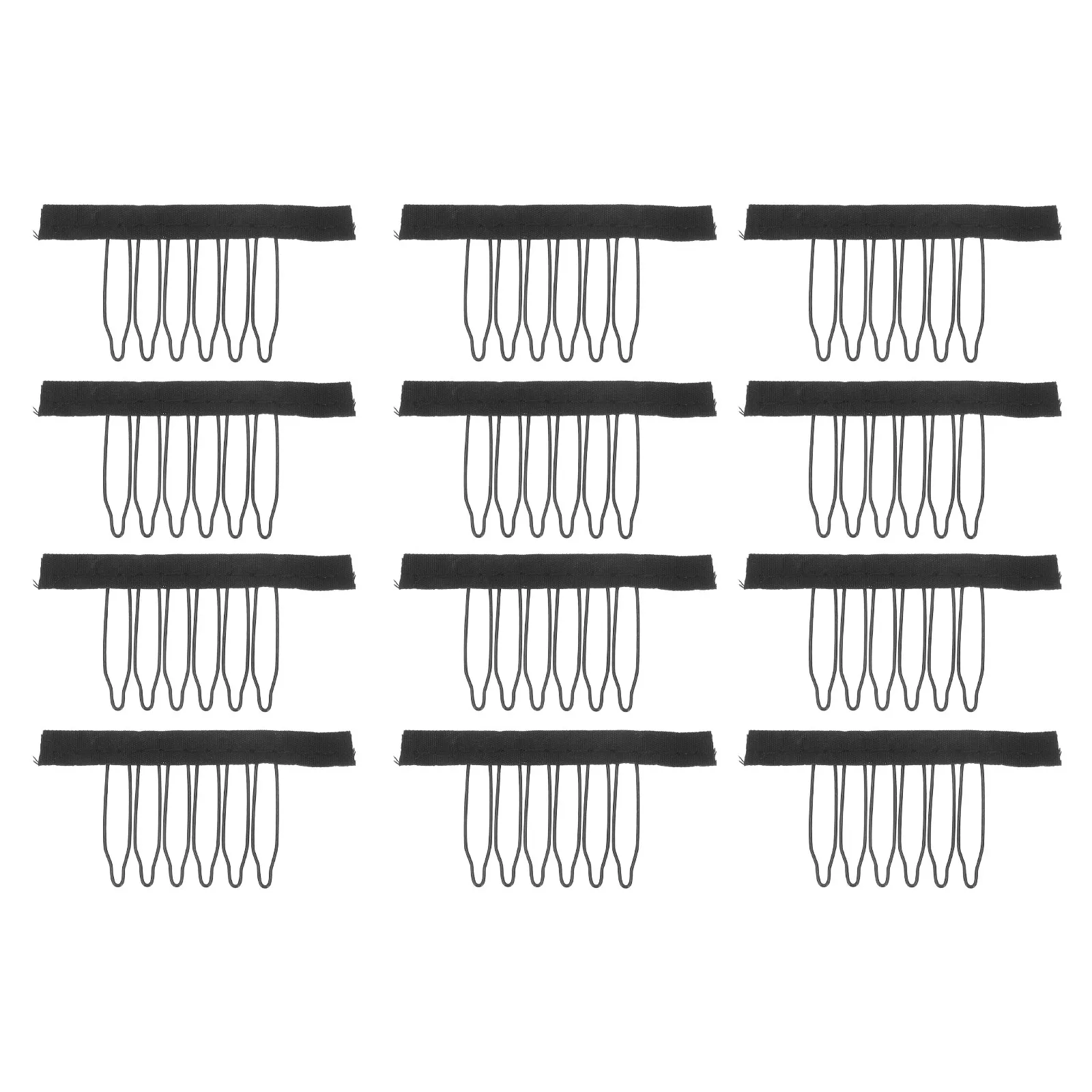 12Pcs Net Comb Clip for Wigs Steel Tooth 6-Prong Snap Fastener for Lace Caps Hair Extensions Salon Mask Tool Fixing