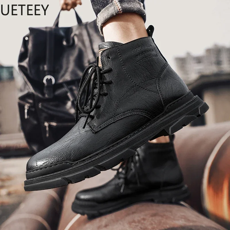 UETEEY-Botas de invierno para hombre, zapatos de plataforma de alta calidad, zapatos de nieve, Tops altos, populares, elegantes, cálidos, nuevos, clásicos