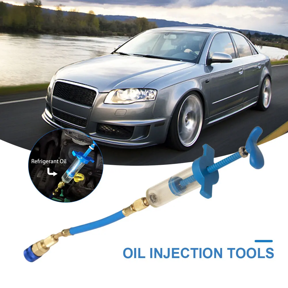 Auto Oil Dye Injector 1Oz Car Oil Injection Tool 1/4 SAE Refrigerant Fluid Filler Tube Low Side for Vehicle Home Air Conditioner