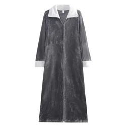 Winter Warm Couple Sleepwear Long Zipper Bathrobe Pajamas Thick Super Soft Fleece Nightgown Turtleneck Sleepwear Casual Homewear