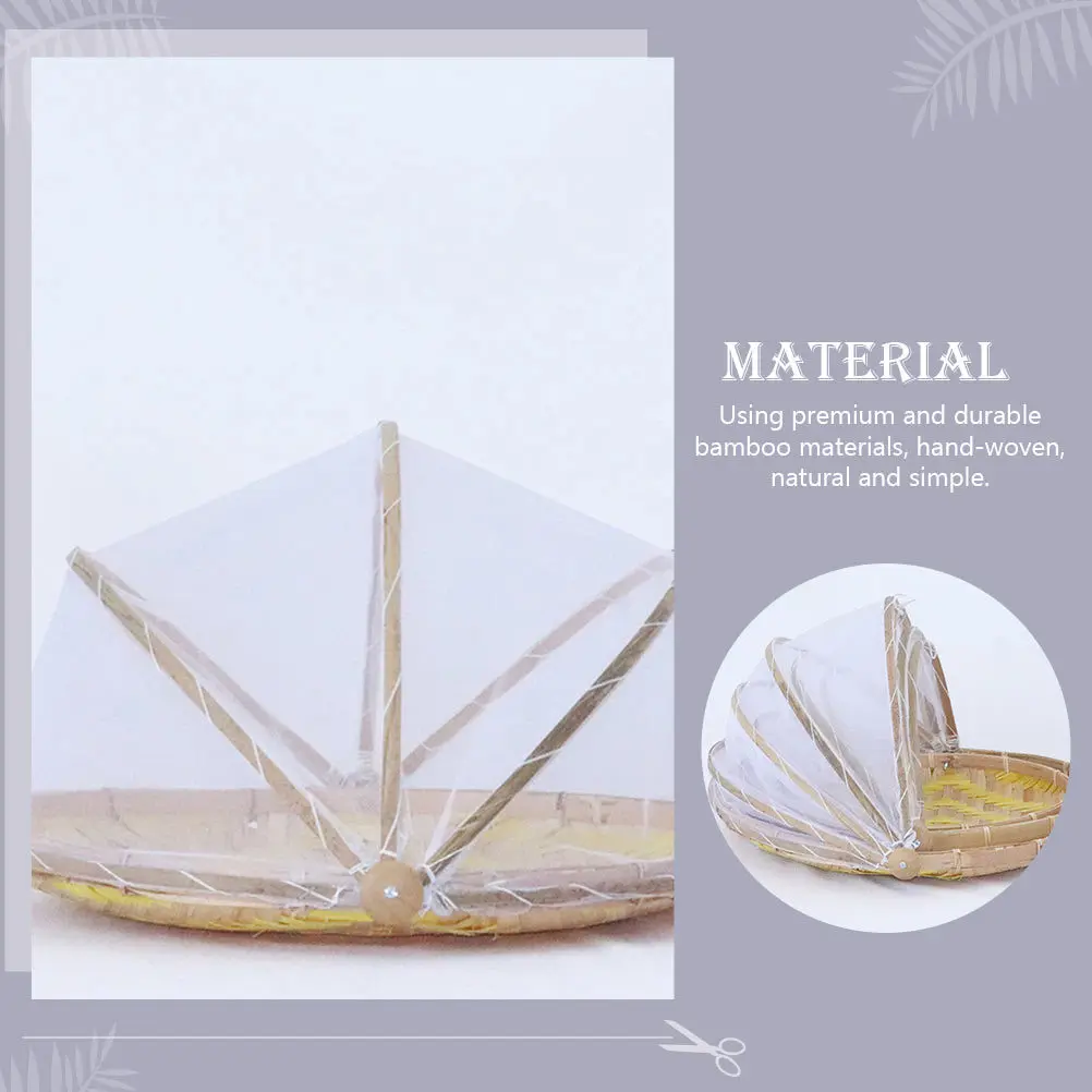 

Bamboo Food Cover Handwoven Round Storage Tray For Fruits Vegetables Bread Desserts Bamboo Serving Basket Kitchen Barware