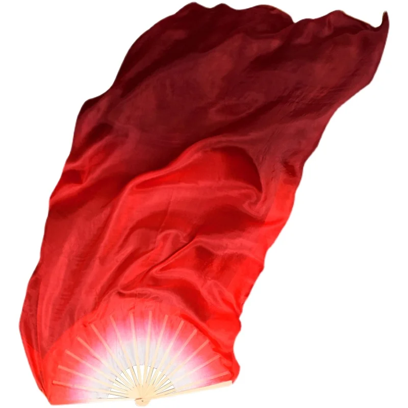 Customized Women Silk Belly Dance Fan Veils Peacock Vertical Gradient Light Weight Dancer Fan Pair 1.8mx0.9m (70\