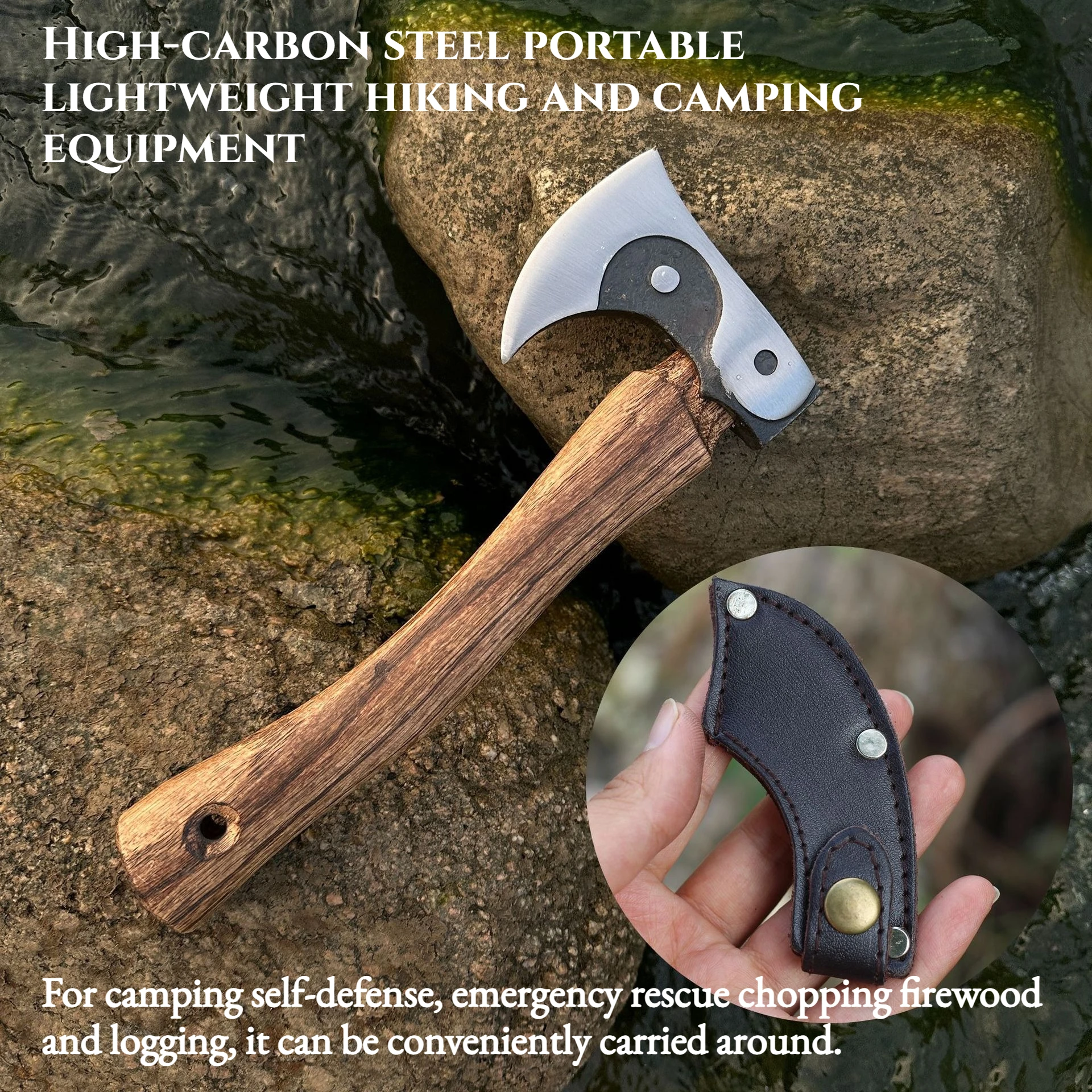 

Outdoor Camping T-actical Axe High-carbon Steel Portable Lightweight Suitable Hiking Camping Chopping Firewood Cutting Trees