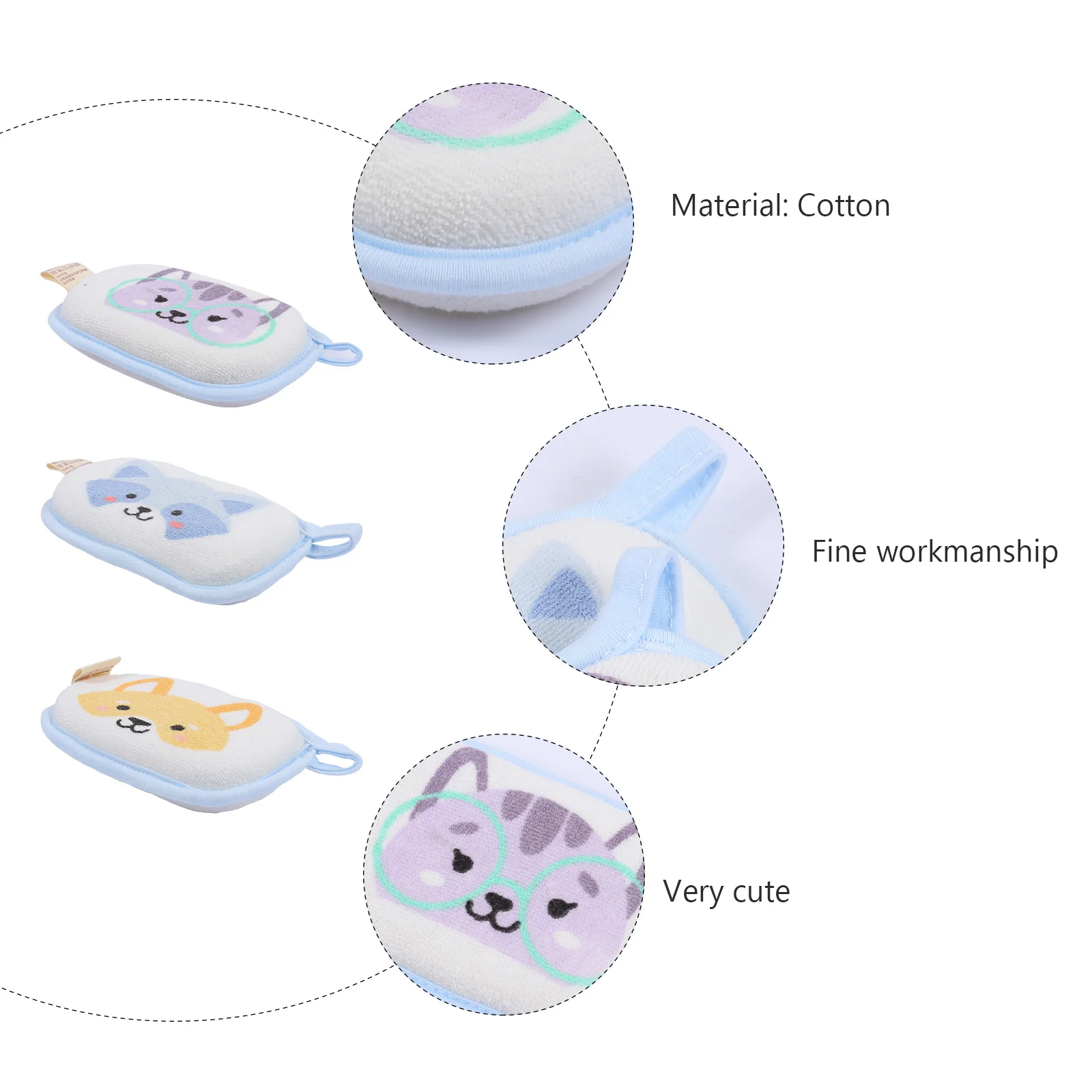 

3Pcs Baby Bath Sponge Cartoon Ultra Cotton Absorbent Shower Sponge for Toddler Infant Bath Scrubber Baby Shower Brush
