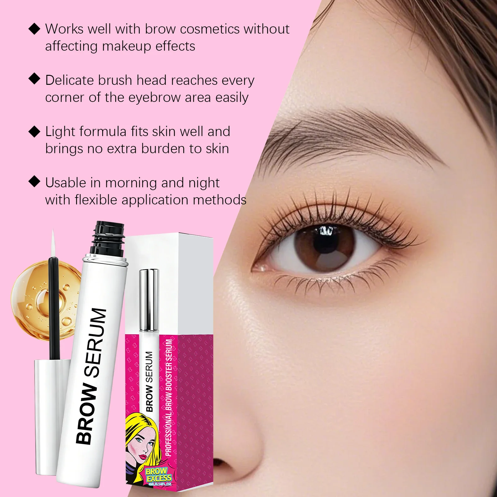 AMZ Eyebrow Essence Serum - Smooth Lightweight Hydrating Gentle Non-Greasy Fast Absorbing Long Lasting Daily Care