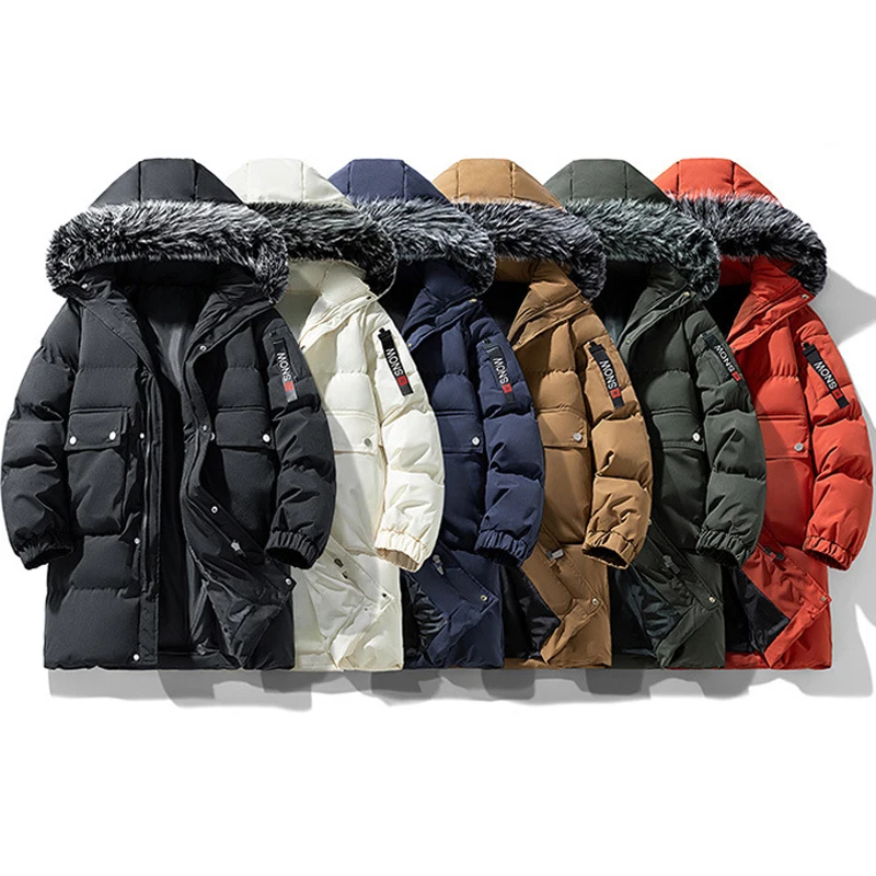 Thick Warm Men's Down Coats And Parkas Mens Winter Jackets Fur Hooded Padded Puffer Jacket Outdoor Windproof Luxury Padding HX36
