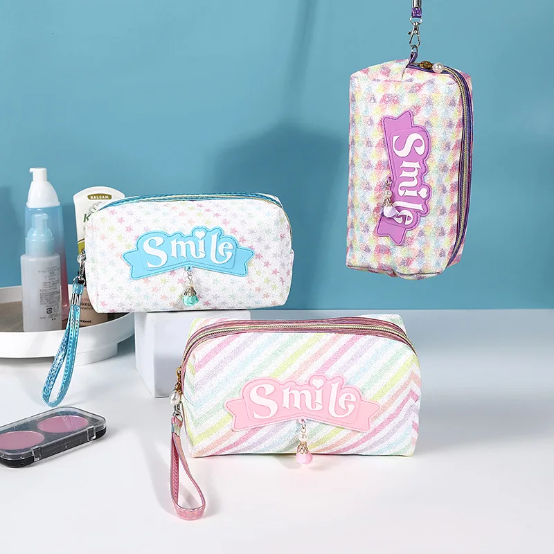 New PU Makeup Bag Waterproof Wash Bag Letter Makeup Pouch Skincare Storage Bag Cute Cosmetic Bags Travel Cosmetic Organizer