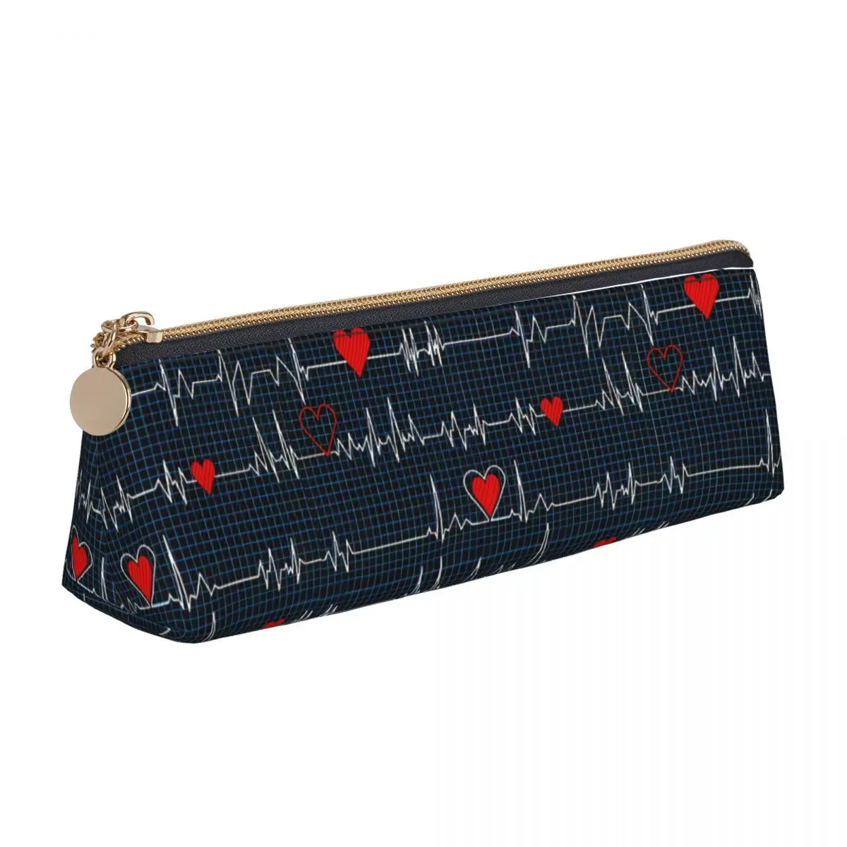 Electrocardiogram Pencil Case Kawaii Cool School Pencil Cases Triangle Boy Girl Vintage Big Pencil Box School Stationery