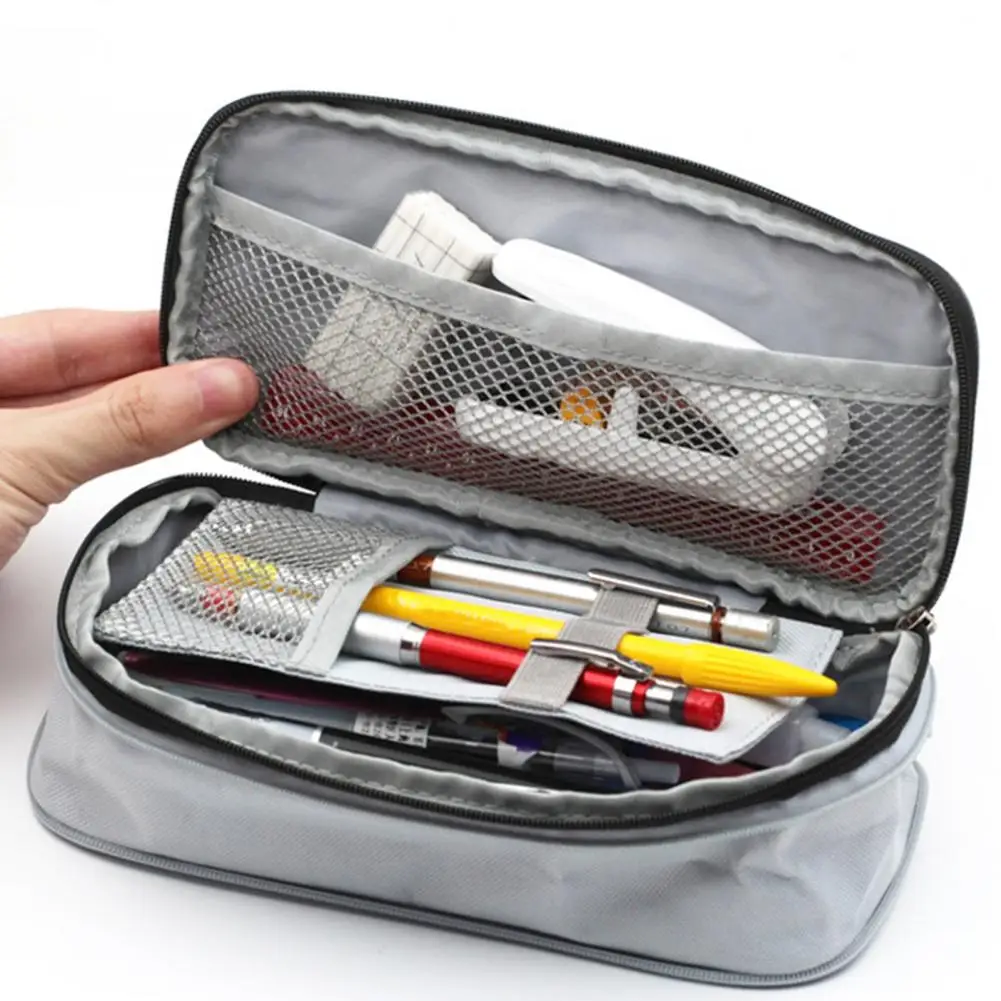 

Pencil Organizer Durable Zipper Closure Simple Pencil Case Pouch Stationery Pen Bag School College Supply