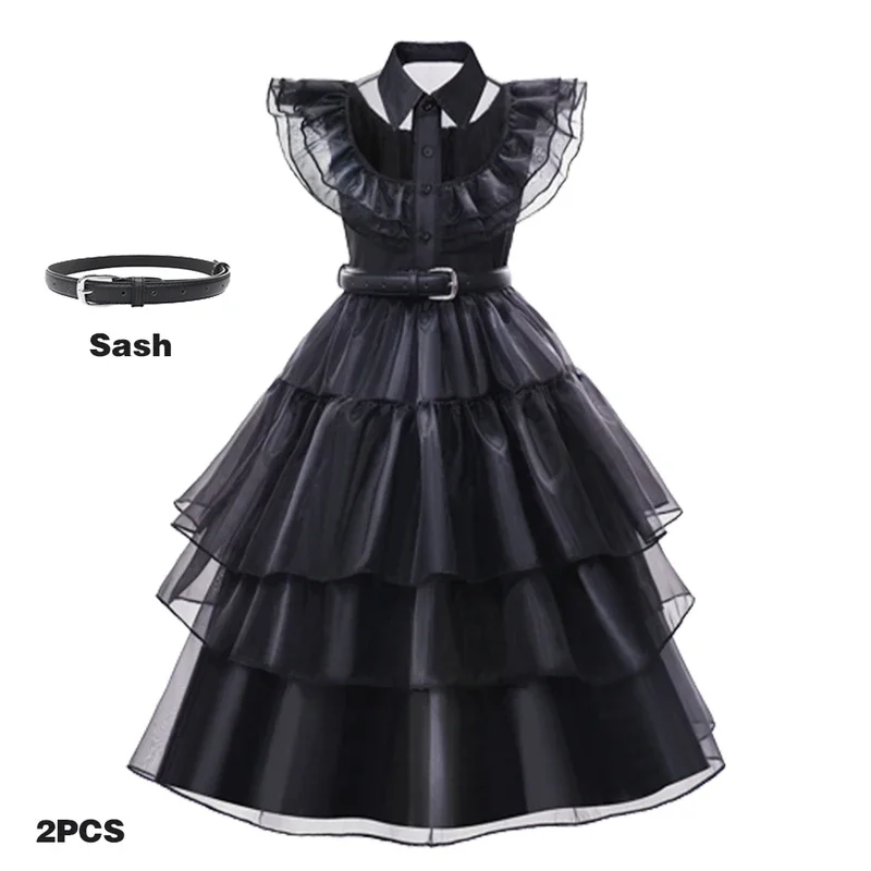 Vestito Tutu malefico per ragazze con ali di corna Evil Queen Girls Fancy Party Dresses Kids Halloween Cosplay Witch Costume Dress