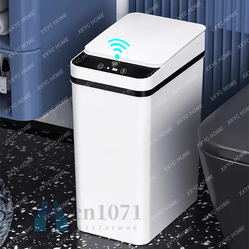 

Trash Can Automatic Electronic Trash Can White Touchless Narrow Smart Sensor Garbage Bin Smart Home Kitchen