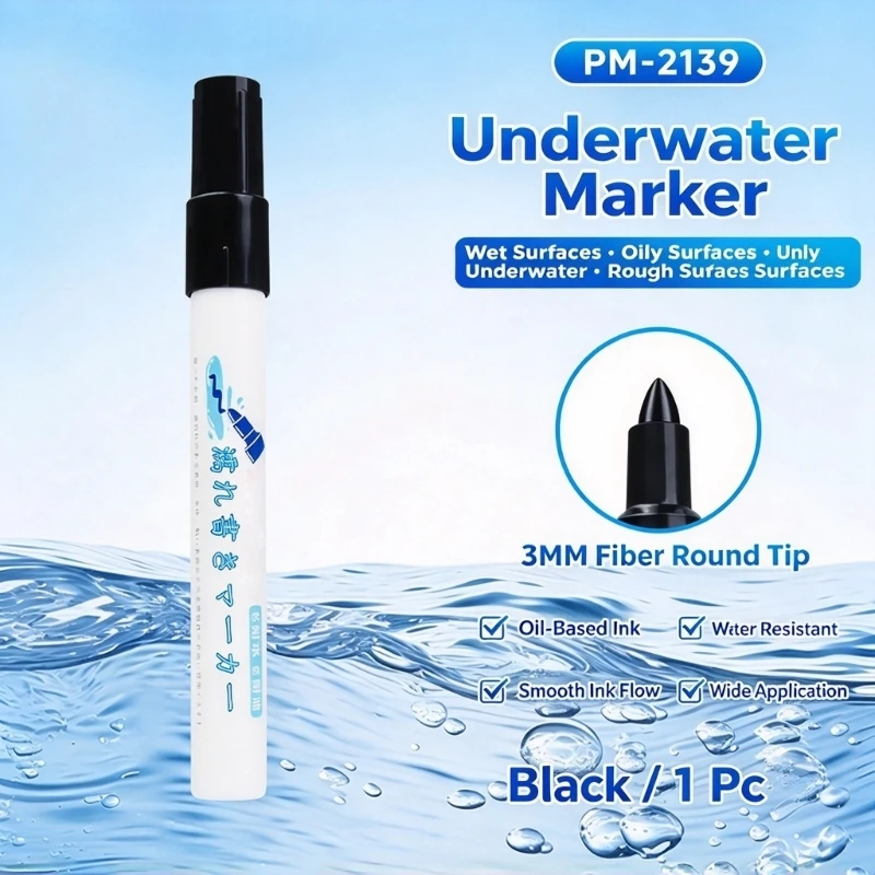Wet-Writing Marker Set, 4 Black Writing Markers Oil Based for Labeling Wet, Underwater, and Maintenance and Rainy F19E