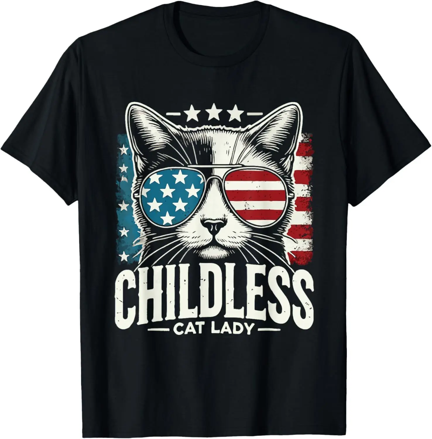 Vintage Childless Cat Lady For women Kamala Election Voting T-Shirt