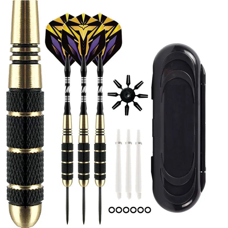 3 Pcs 24g Grams Darts With Box Professional Copper Black Nickel Steel Needle Tip Dart With Nice Flight And Aluminum Darts Shafts