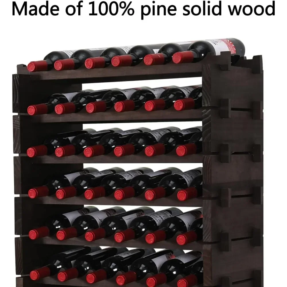 Estante para vinos Almacenamiento apilable de madera maciza Estante para vinos de madera Gabinete para vinos (60 botellas)