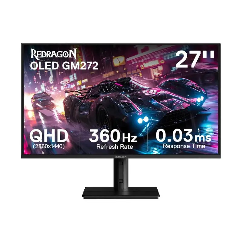 Redragon GM272 27" OLED Flat Gaming Monitor - QHD 2560x1440, 360Hz, 0.03ms GTG, AMD FreeSync Premium, 99% DCI-P3