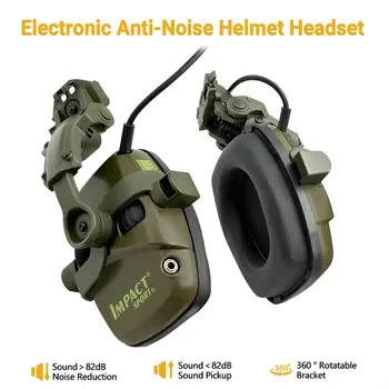 

Electronic Noise Reduction Helmet Headset, Tactical Hearing Protection Earmuffs with 360° Rail Mount Bracket