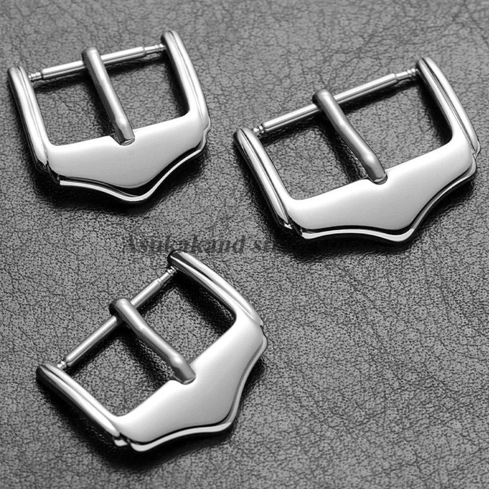 16mm 18mm 20mm Stainless Steel WatchBuckle Silver Black Polished Watch Clasps Replacement for Leather WatchStrap Watch Button