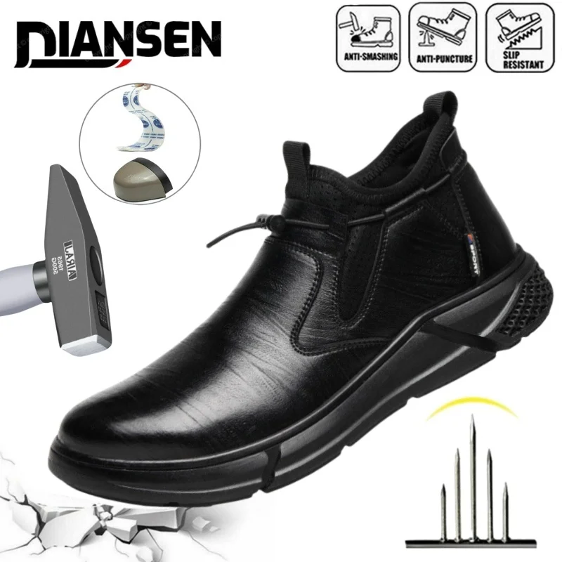 

Waterproof Safety Boots Men Indestructible Steel Toe Work Boots Anti-smash Stab-resistant Safety Shoes Para Hombre Biker Botas