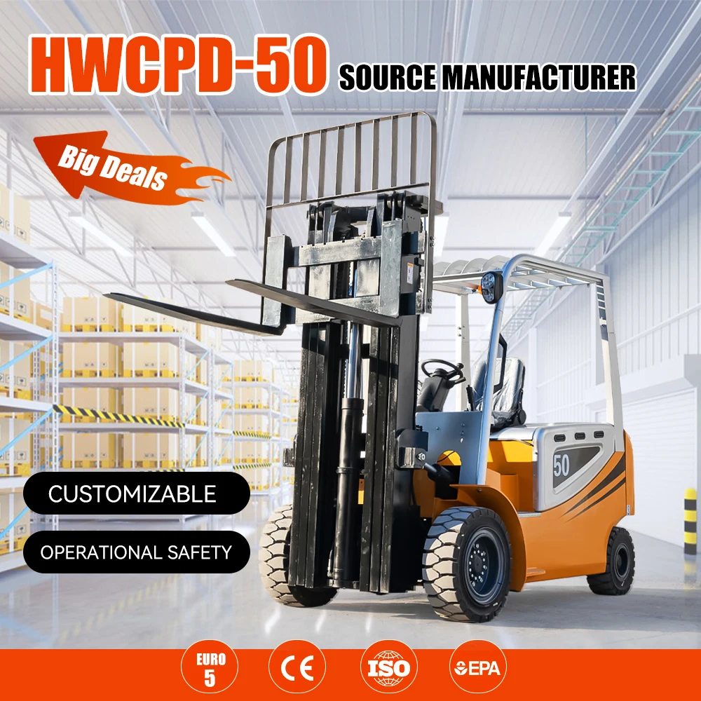 

HW5T Electric Forklift CE Certified 5 ton High Quality Seated Forklift 5000kg forklifts Wholesale for Warehouse Customized