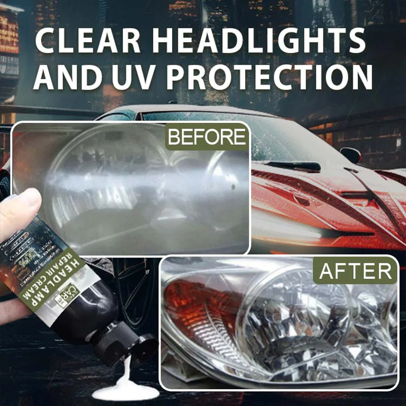 Headlight Renovation Cream Kit (150g + Sponge) - Polishing, Scratch Repair, Eliminates Yellowing, 90% Brightness, All Models