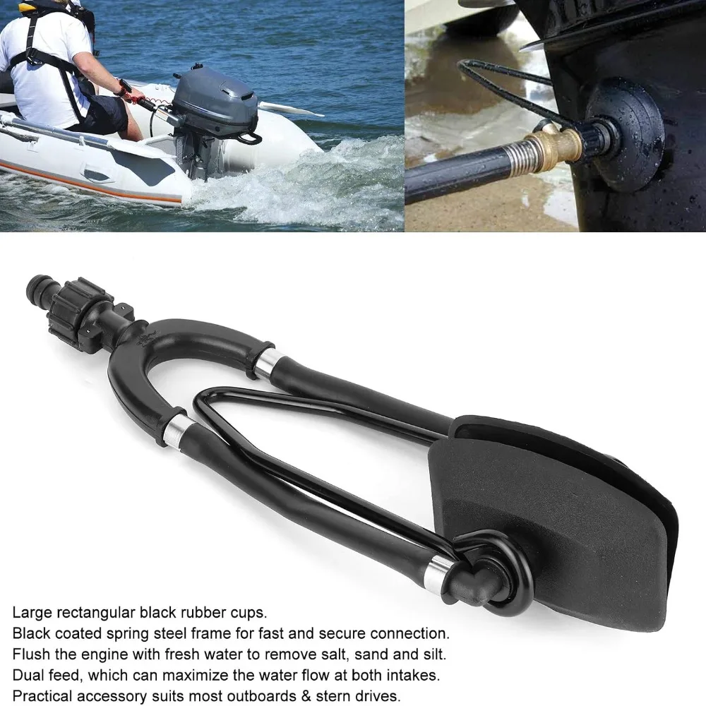Dual Water Feed Outboard Motor Flusher ABS & Rubber Universal Rectangular Dual Feed Flusher Marine Flushing Accessory