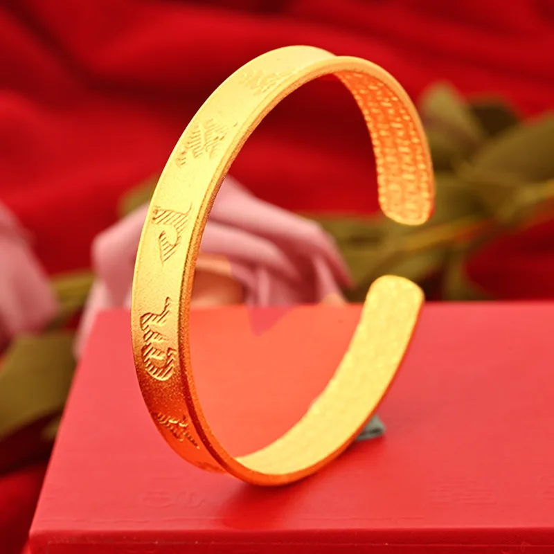 

Manufacturer Wholesale Vietnamese Sand Vietnamese Six-Word Mantra Open Bangle Women's Bracelet Bangle